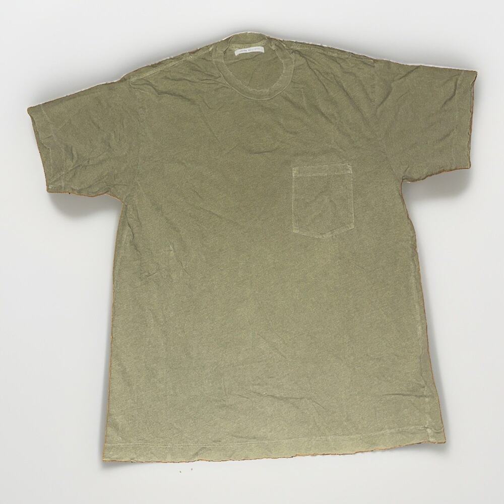 John Elliott Olive Green Distressed Pocket T-Shirt Size 1 Small 20x26